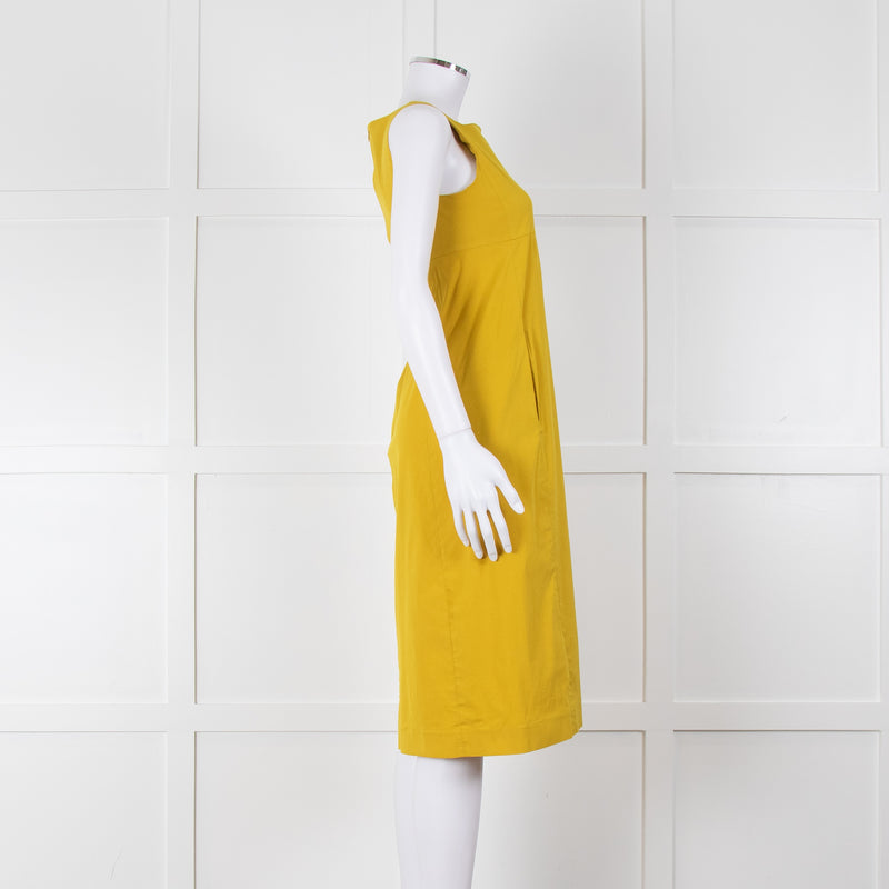 S Max Mara Yellow Ochre High Waisted Sleeveless Dress