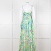 Charo Ruiz Green and Blue Smocked Midi Dress