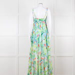 Charo Ruiz Green and Blue Smocked Midi Dress