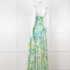 Charo Ruiz Green and Blue Smocked Midi Dress
