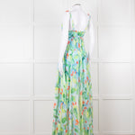 Charo Ruiz Green and Blue Smocked Midi Dress