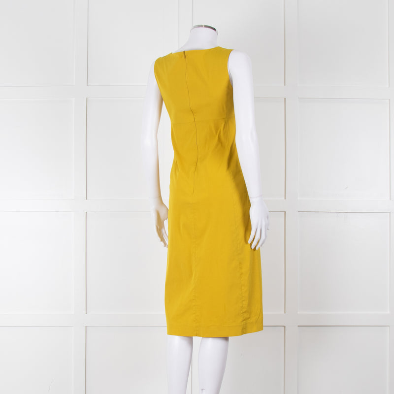 S Max Mara Yellow Ochre High Waisted Sleeveless Dress