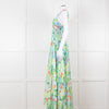 Charo Ruiz Green and Blue Smocked Midi Dress