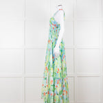 Charo Ruiz Green and Blue Smocked Midi Dress