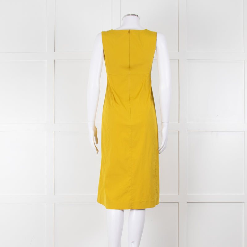 S Max Mara Yellow Ochre High Waisted Sleeveless Dress