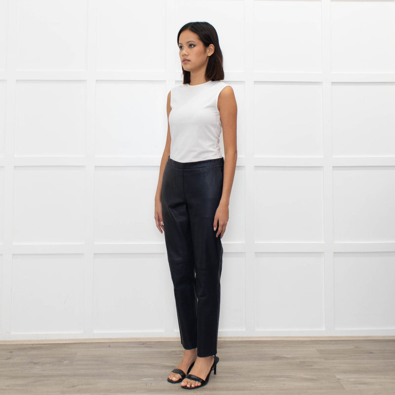 Theory Blue Leather Leggings
