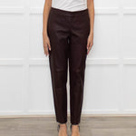 Theory Burgundy Leather Leggings