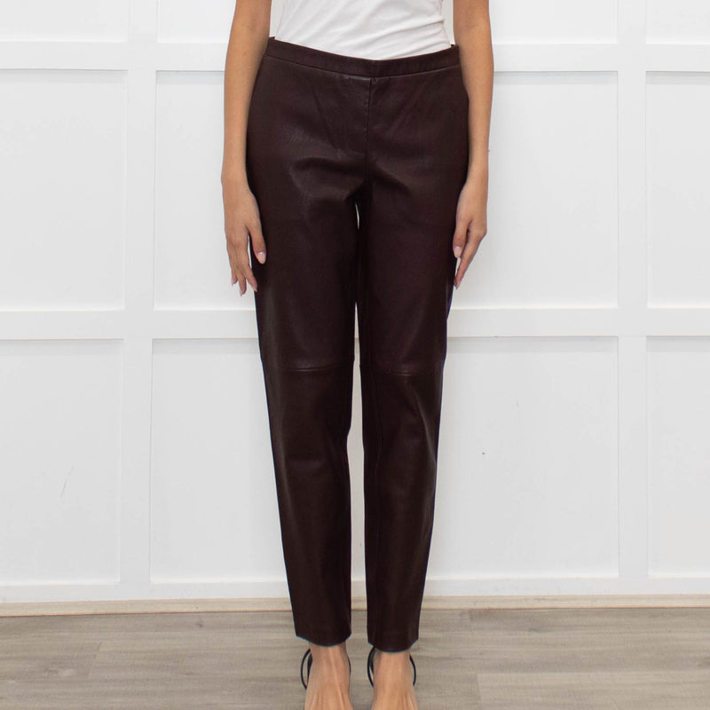 Theory Burgundy Leather Leggings