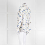 Me + Em Cream Blouse with Frill Neck and Blue Floral Print