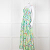 Charo Ruiz Green and Blue Smocked Midi Dress