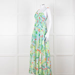 Charo Ruiz Green and Blue Smocked Midi Dress