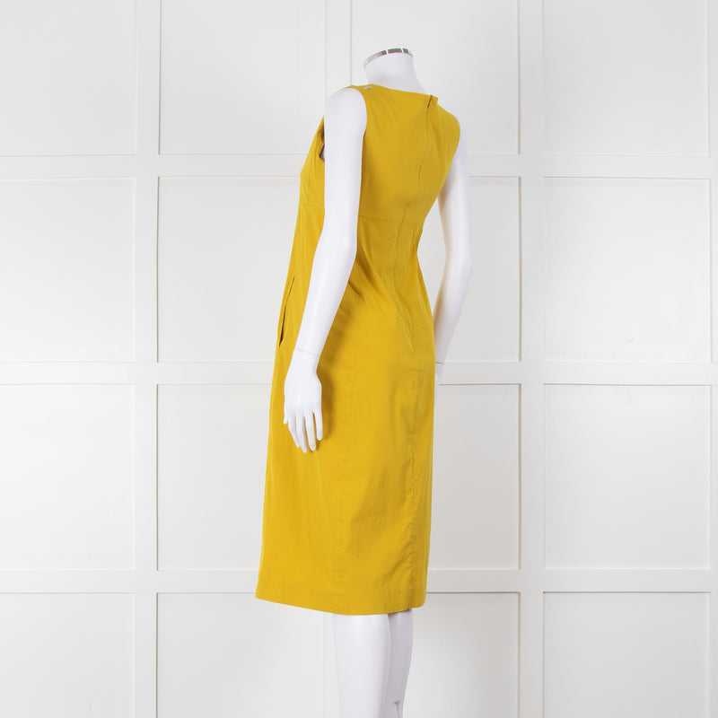 S Max Mara Yellow Ochre High Waisted Sleeveless Dress