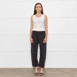 Reiko Grey Cotton Barrel Leg Trousers