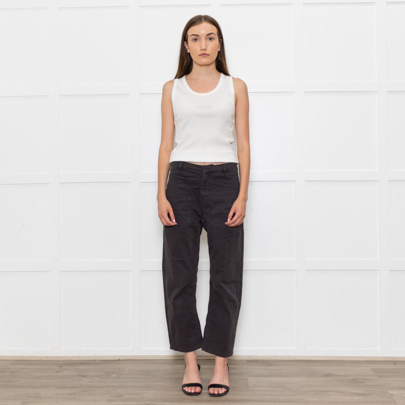 Reiko Grey Cotton Barrel Leg Trousers