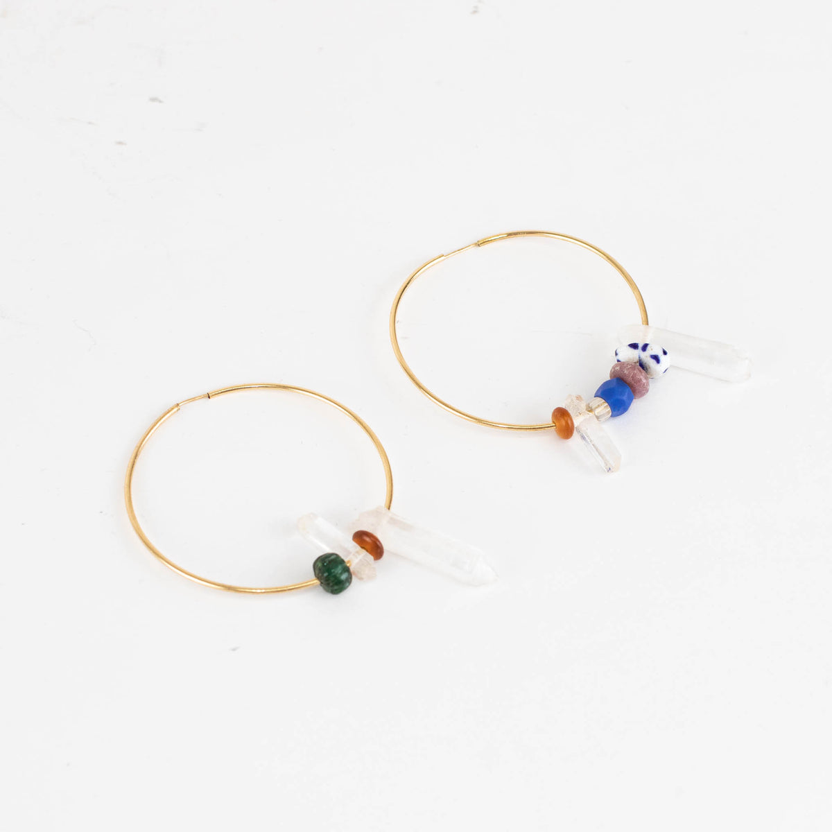 Musa By Bobbie Brazilian Hoops With Emerald & Ruby