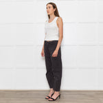 Reiko Grey Cotton Barrel Leg Trousers