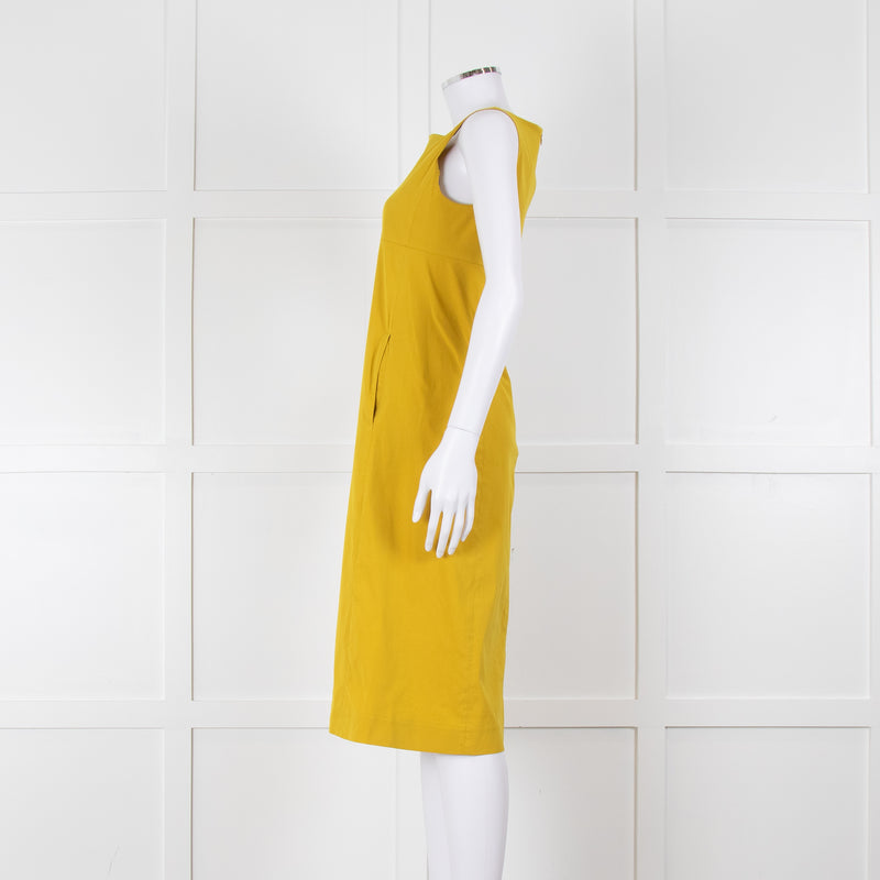 S Max Mara Yellow Ochre High Waisted Sleeveless Dress