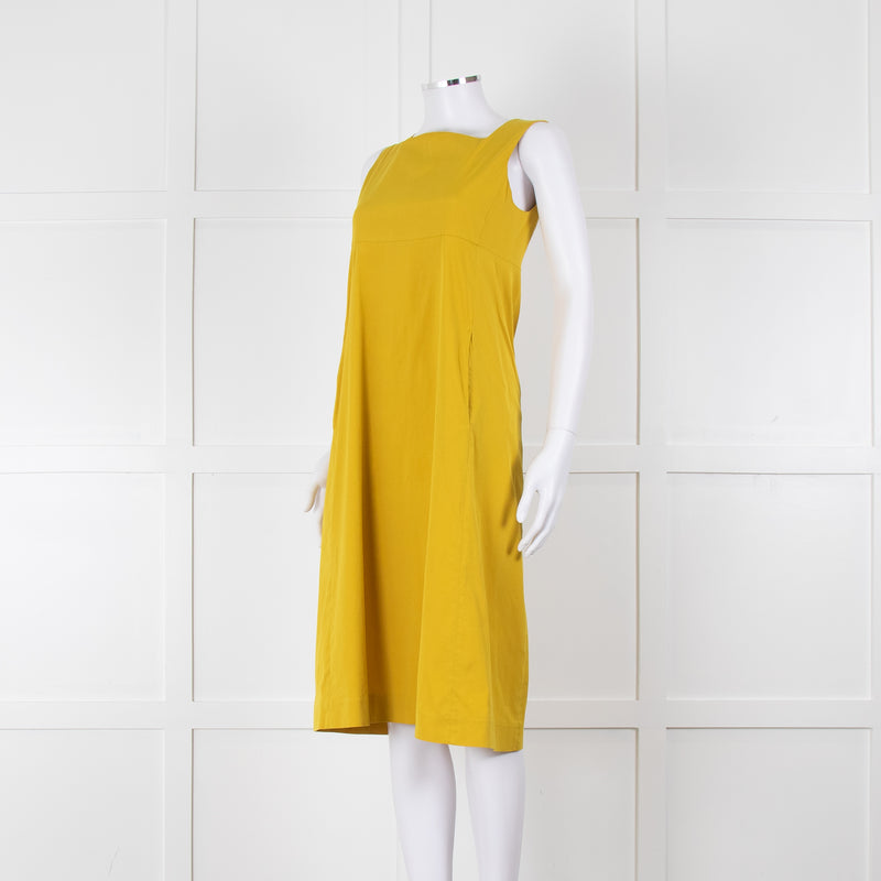 S Max Mara Yellow Ochre High Waisted Sleeveless Dress