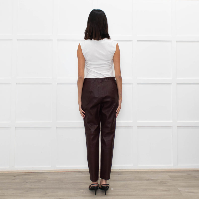 Theory Burgundy Leather Leggings