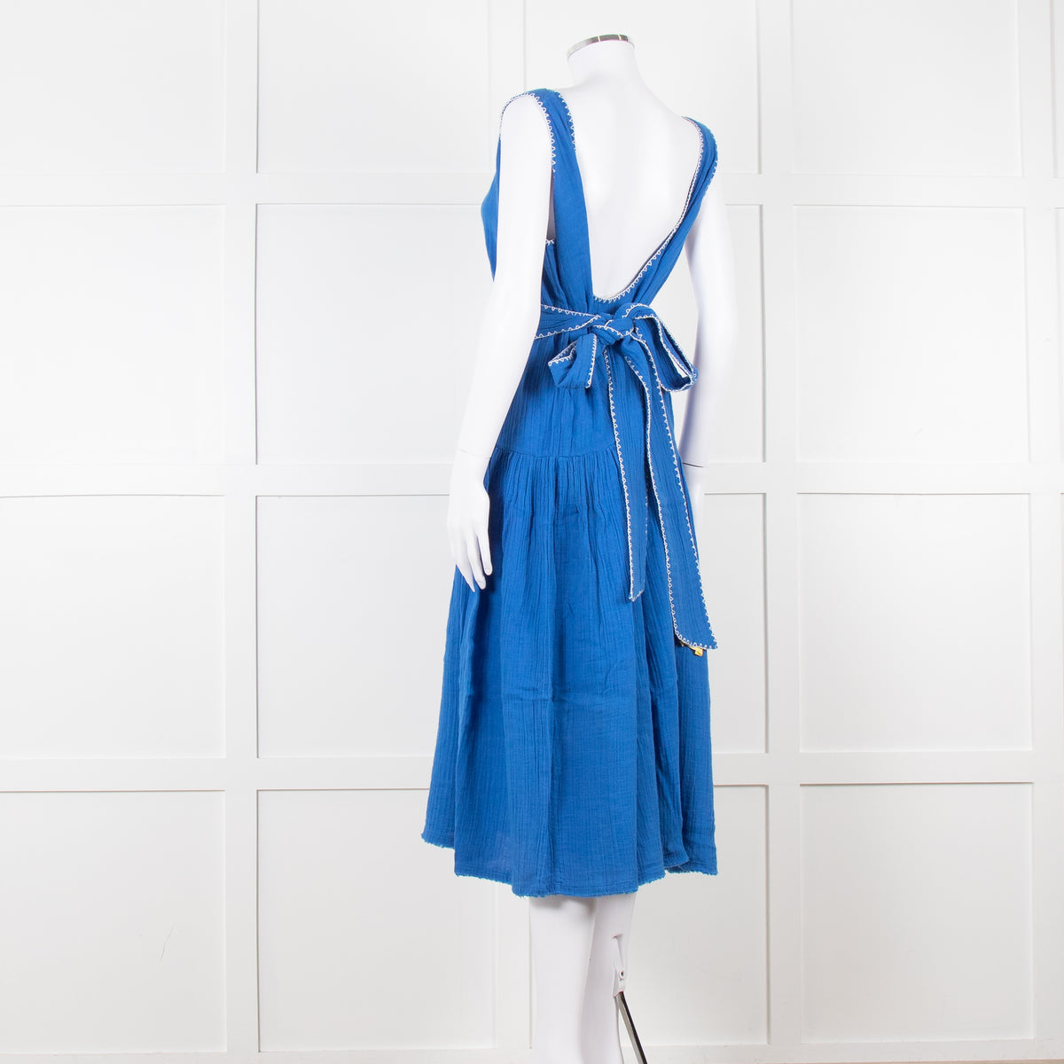 Anaak Cobalt Blue Top Stitch Dress with Tie Waist