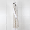 Sandro Cream Black Striped Black Lace Detail Short Sleeve Dress