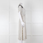 Sandro Cream Black Striped Black Lace Detail Short Sleeve Dress