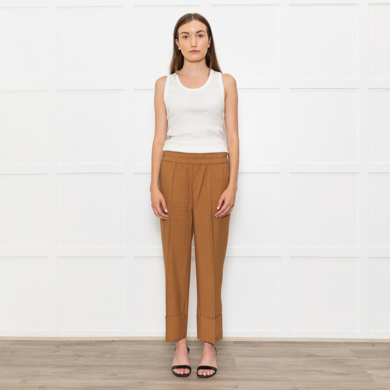 Second Female Tan Elastic Waist Turned Up Trousers