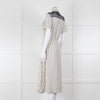 Sandro Cream Black Striped Black Lace Detail Short Sleeve Dress