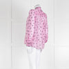 Me + Em Pink Blouse with Frill Neck and Black Floral Print