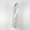 Sandro Cream Black Striped Black Lace Detail Short Sleeve Dress