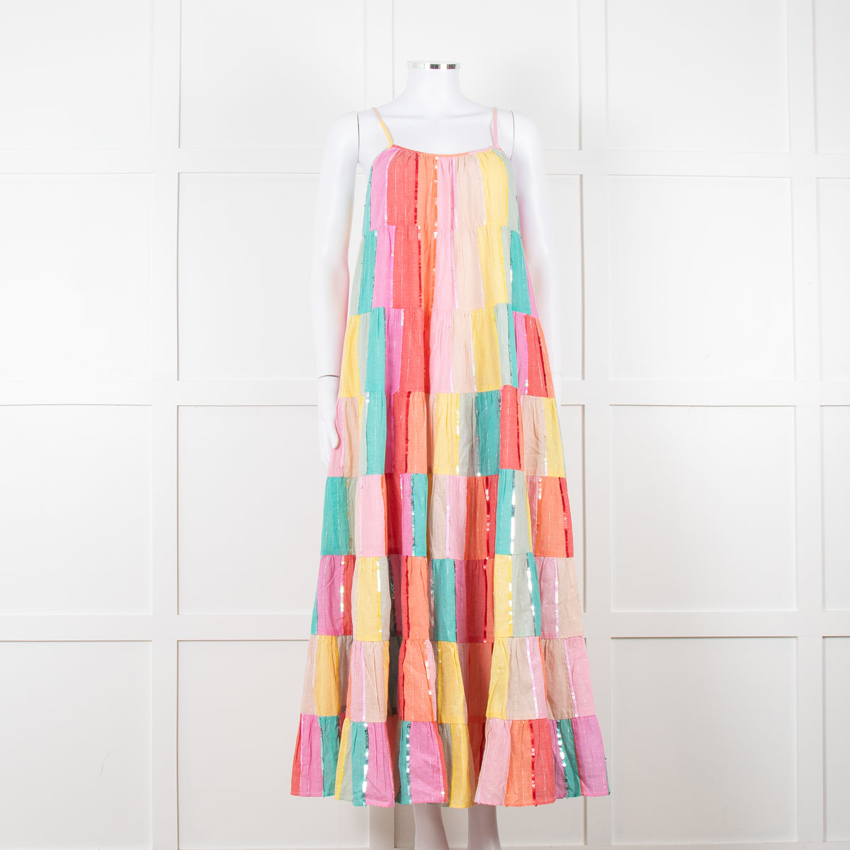 Sundress Rainbow Patchwork Sequin Maxi Dress