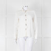 Sandro Cream On Cream Striped Black Stitching Shirt