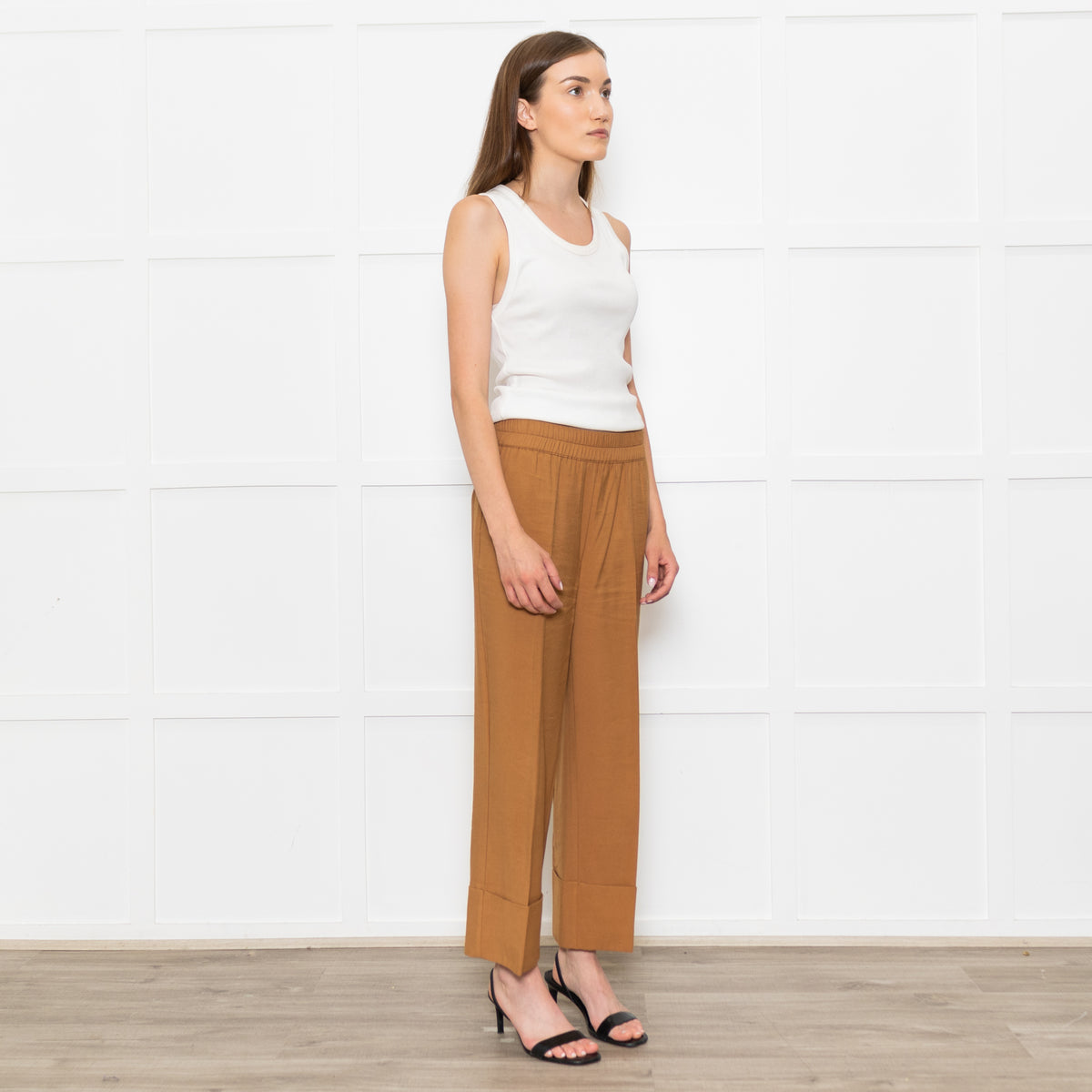 Second Female Tan Elastic Waist Turned Up Trousers