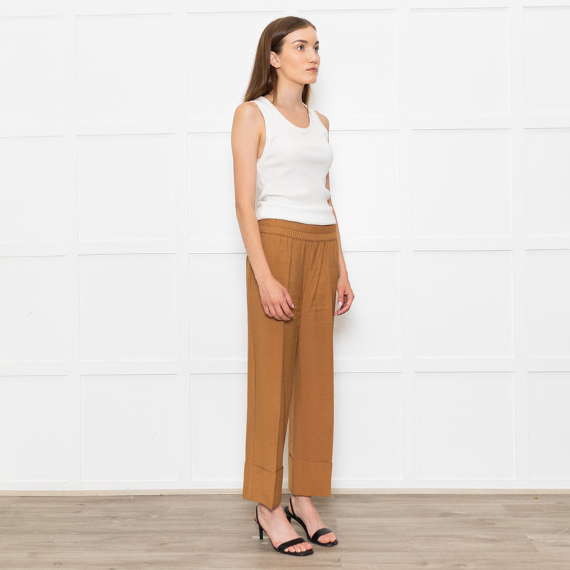 Second Female Tan Elastic Waist Turned Up Trousers
