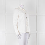 Sandro Cream On Cream Striped Black Stitching Shirt