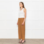 Second Female Tan Elastic Waist Turned Up Trousers