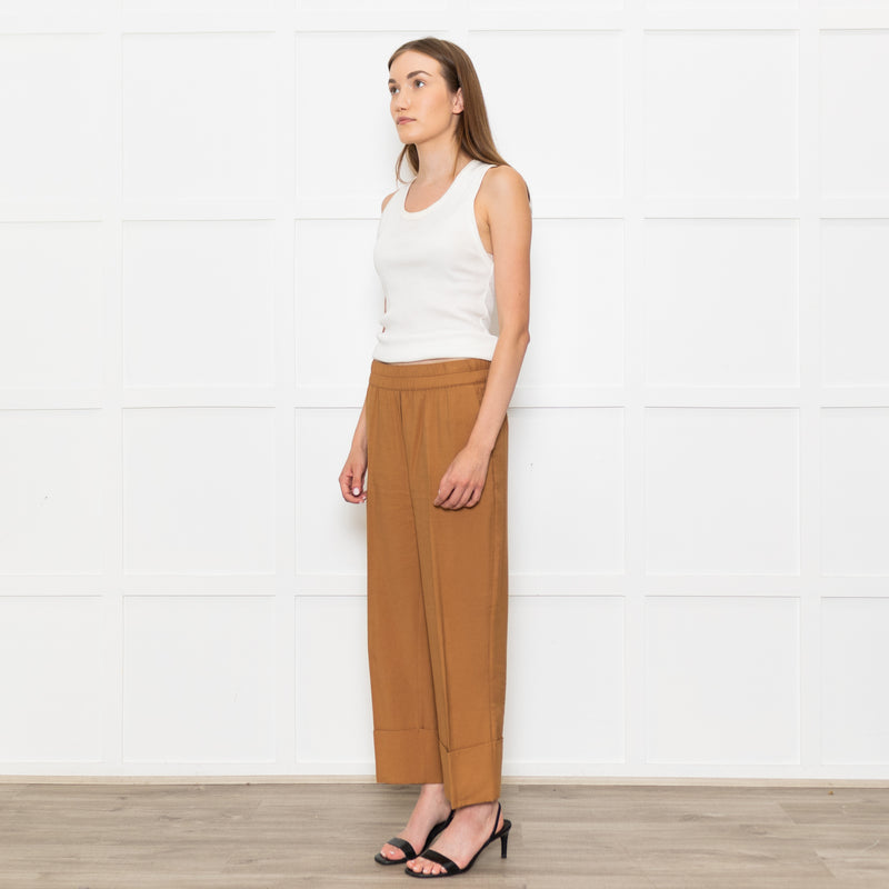 Second Female Tan Elastic Waist Turned Up Trousers