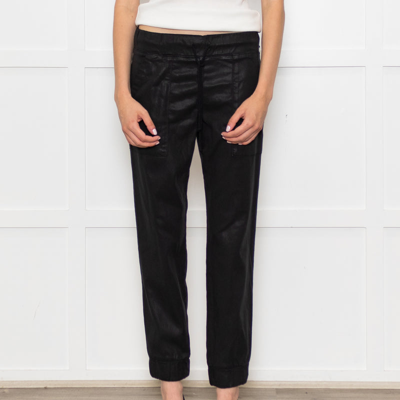 Bella Dahl Black Sheen Draw String Joggers