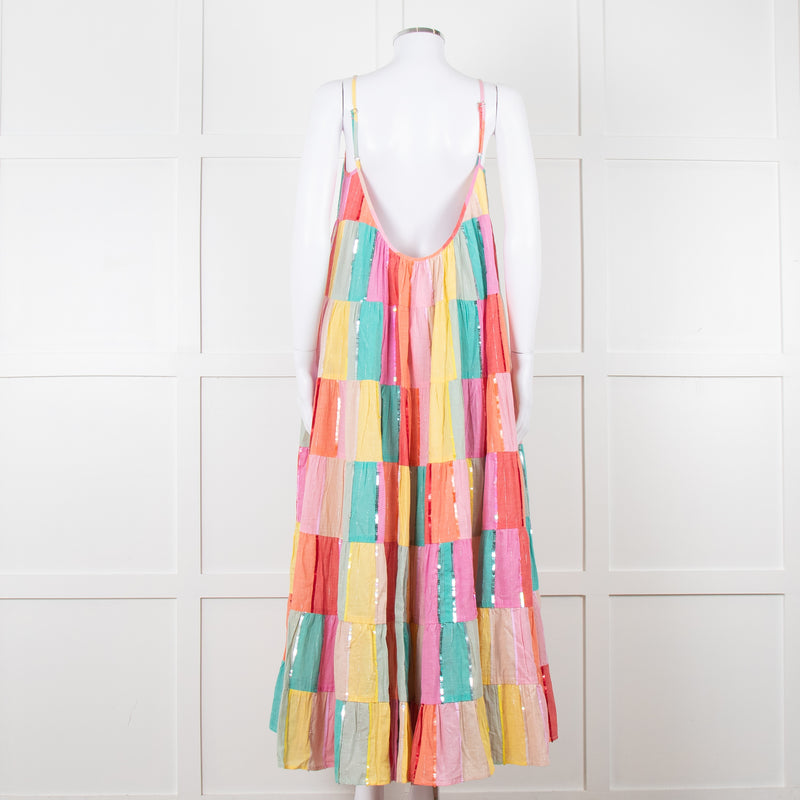 Sundress Rainbow Patchwork Sequin Maxi Dress