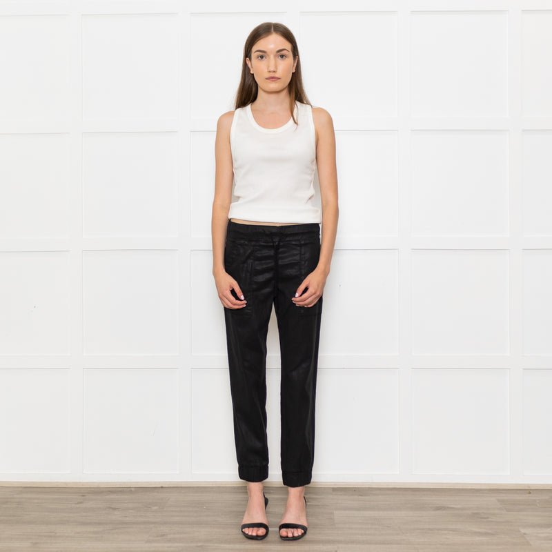 Bella Dahl Black Sheen Draw String Joggers