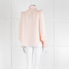 Me + Em Pink Frill Neck Blouse with Lace Trims and Smocked Cuffs