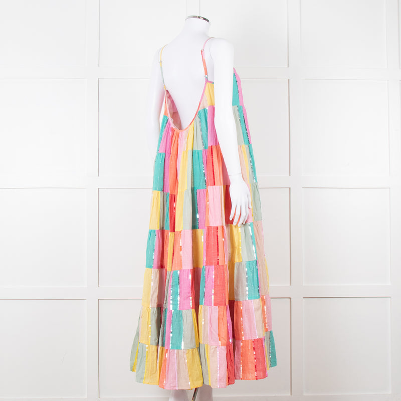Sundress Rainbow Patchwork Sequin Maxi Dress
