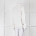 Sandro Cream On Cream Striped Black Stitching Shirt