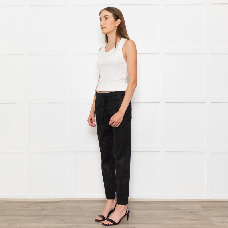 Bella Dahl Black Sheen Draw String Joggers