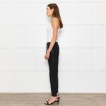 Bella Dahl Black Sheen Draw String Joggers