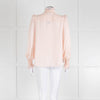 Me + Em Pink Frill Neck Blouse with Lace Trims and Smocked Cuffs