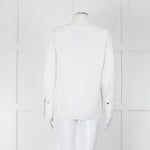 Sandro Cream On Cream Striped Black Stitching Shirt