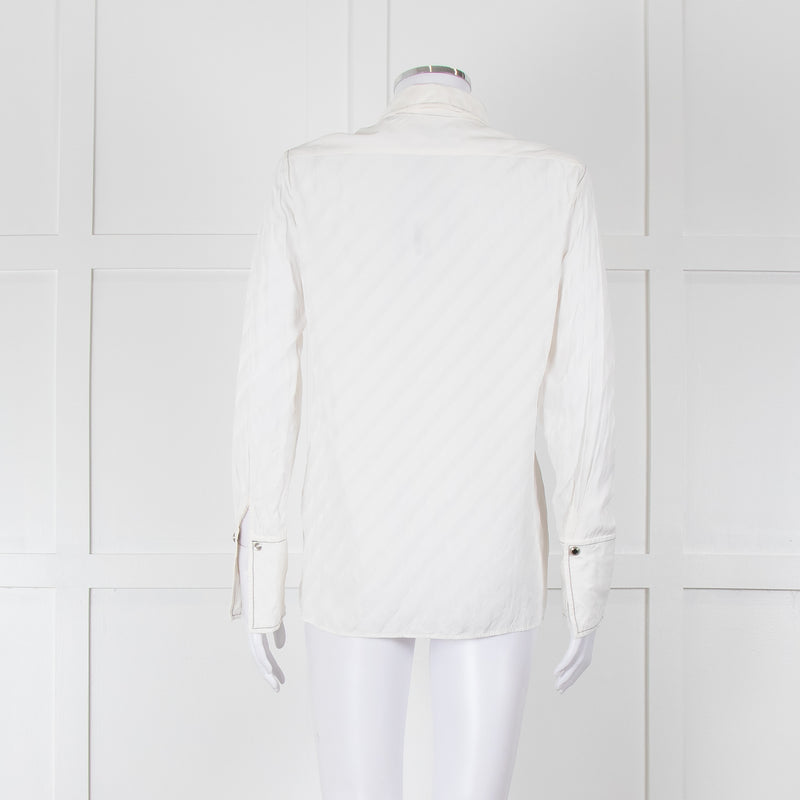 Sandro Cream On Cream Striped Black Stitching Shirt