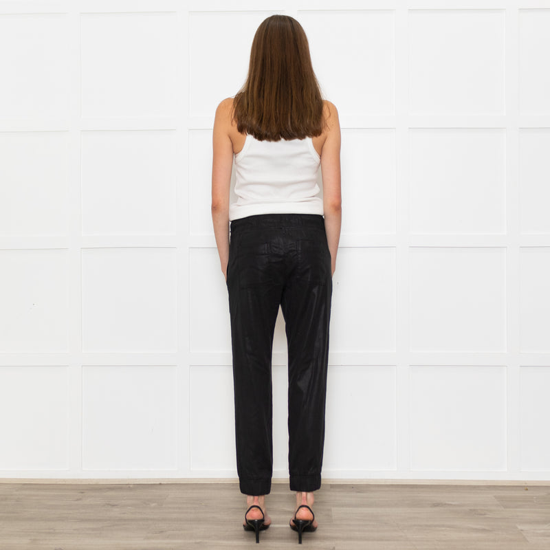 Bella Dahl Black Sheen Draw String Joggers
