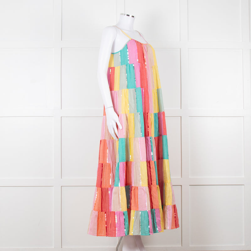 Sundress Rainbow Patchwork Sequin Maxi Dress